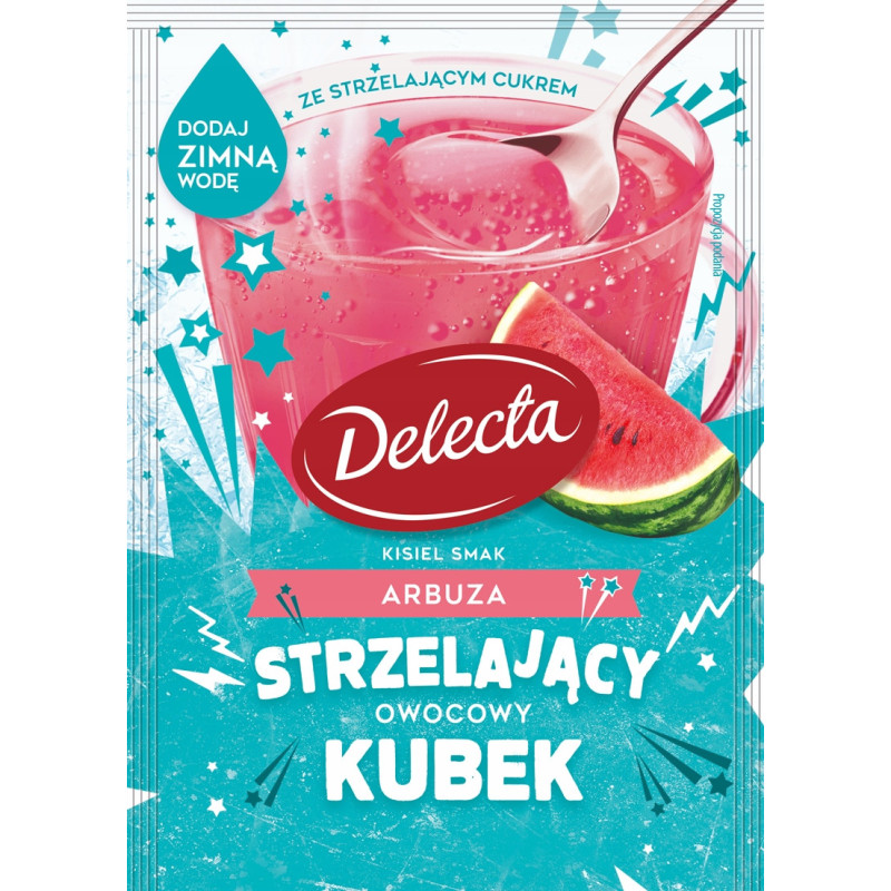 DELECTA STRZELAJĄCY OWOCOWY KUBEK KISIEL arbuzowy na zimno - Na szybko 34g