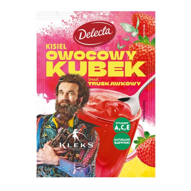 KISIEL OWOCOWY KUBEK TRUSKAWKOWY z witaminami TRUSKAWKA AKADEMIA PANA KLEKS