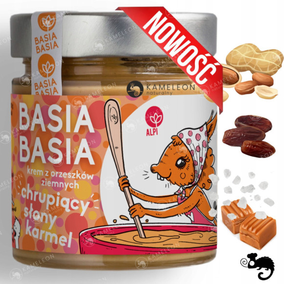 BASIA BASIA MASŁO ORZECHOWE z orzechów ziemnych CHRUPIĄCY SŁONY KARMEL 200g BASIA BASIA MASŁO ORZECHOWE z orzechów ziemnych CHRUPIĄCY SŁONY KARMEL 200g