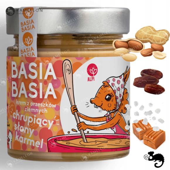 BASIA BASIA MASŁO ORZECHOWE z orzechów ziemnych CHRUPIĄCY SŁONY KARMEL 200g BASIA BASIA MASŁO ORZECHOWE z orzechów ziemnych CHRUPIĄCY SŁONY KARMEL 200g