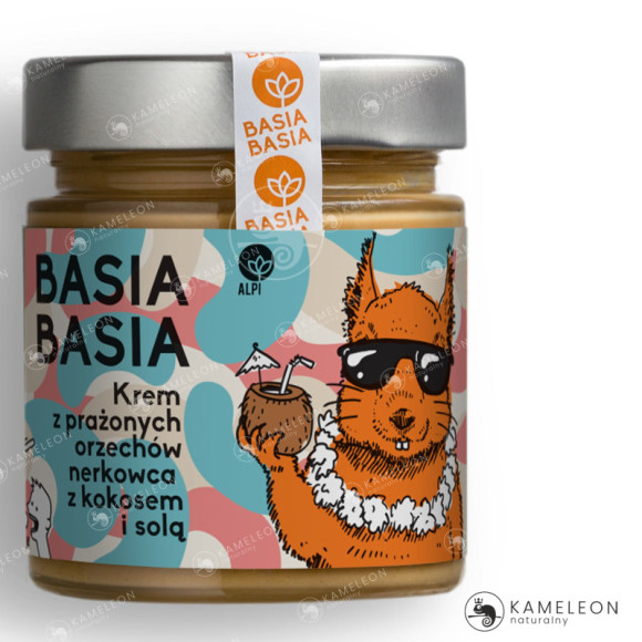 BASIA KREM ORZECHOWY masło orzechowe NERKOWIEC KOKOS SÓL bez cukru 210g BASIA KREM ORZECHOWY masło orzechowe NERKOWIEC KOKOS SÓL bez cukru 210g
