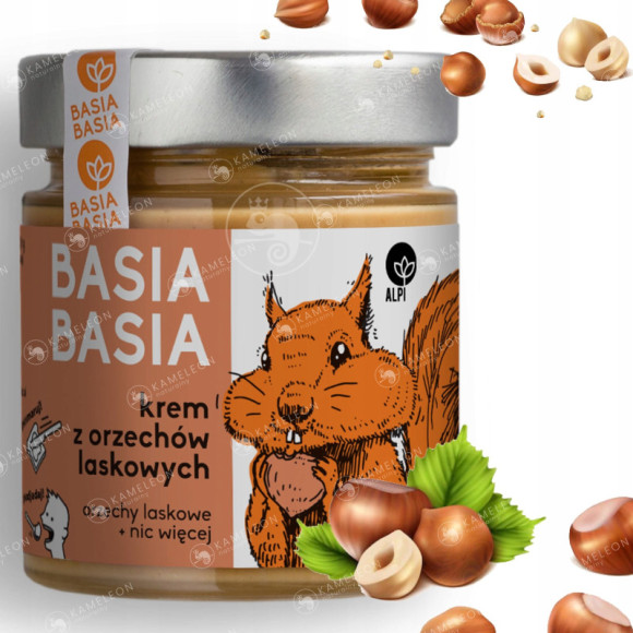 BASIA KREM ORZECHOWY Z ORZECHÓW LASKOWYCH 100% orzechy !!! bez CUKRU 210g BASIA KREM ORZECHOWY Z ORZECHÓW LASKOWYCH 100% orzechy !!! bez CUKRU 210g