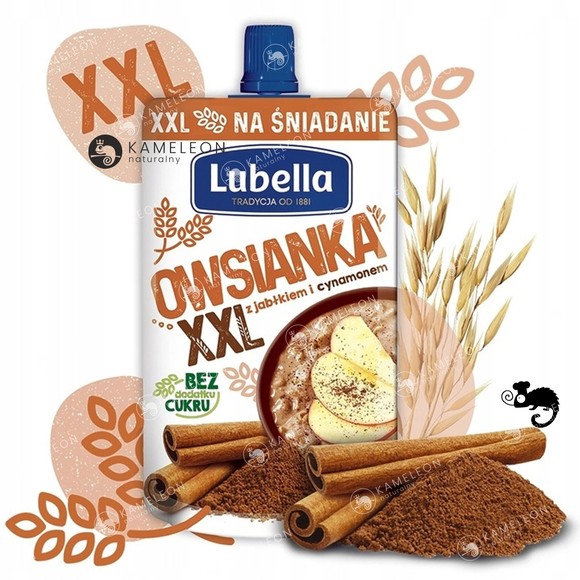 MUS OWSIANKA JABŁKO Z CYNAMONEM bez cukru DUŻA TUBKA 170g