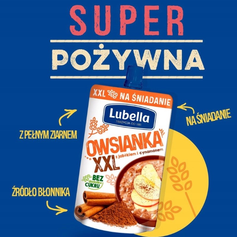 MUS OWSIANKA JABŁKO Z CYNAMONEM bez cukru DUŻA TUBKA 170g