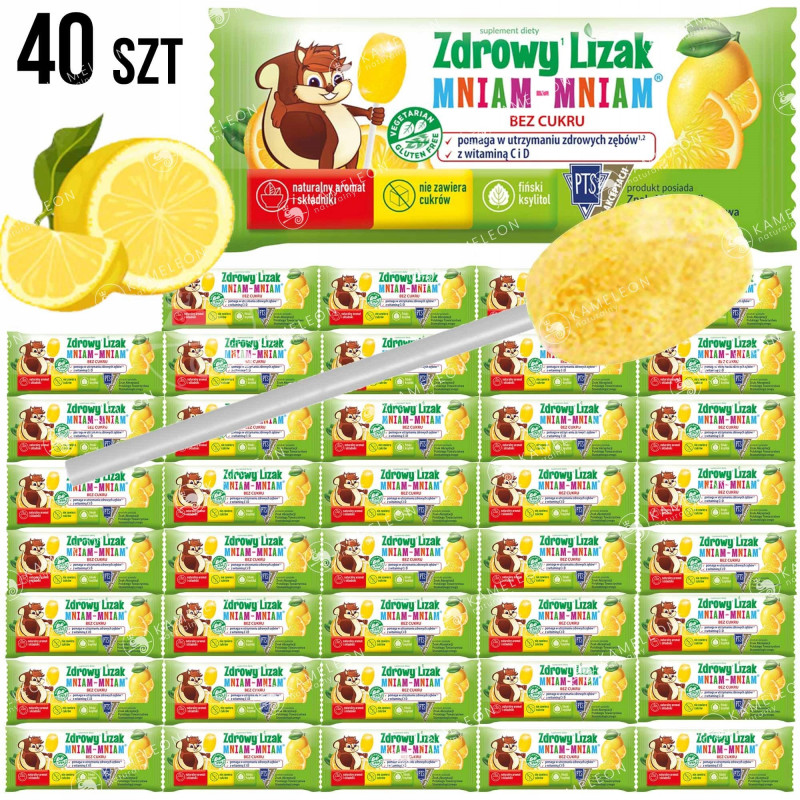 LIZAK CYTRYNOWY z witaminami C i D MNIAM MNIAM CYTRYNA 40szt STARPHARMA