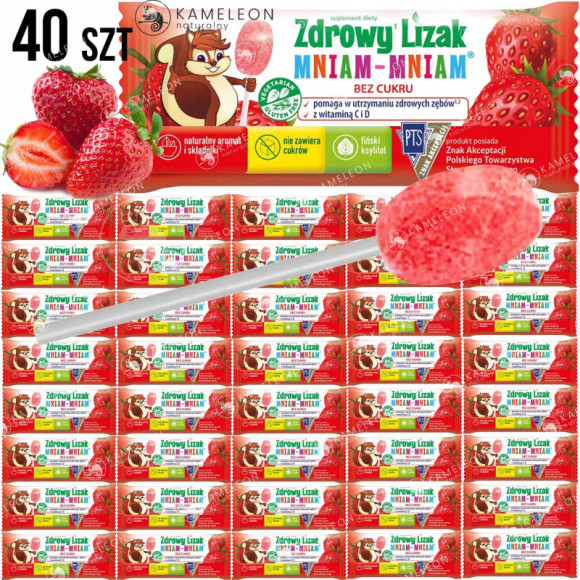 LIZAK TRUSKAWKA Truskawkowy ZAWIERA WITAMINY C i D 40 sztuk STARPHARMA LIZAK TRUSKAWKA Truskawkowy ZAWIERA WITAMINY C i D 40 sztuk STARPHARMA