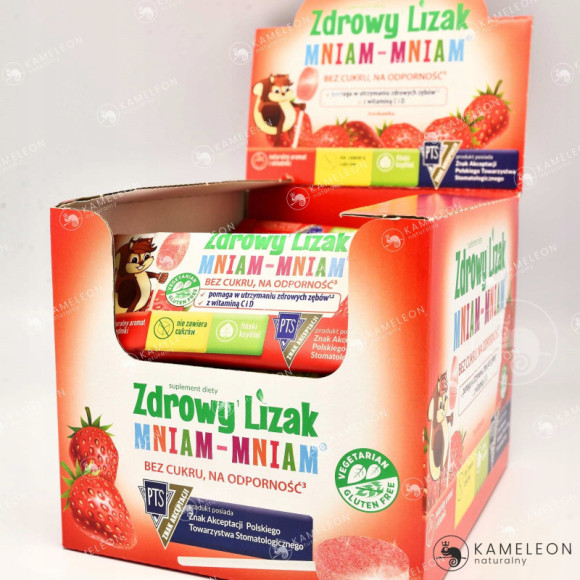 LIZAK TRUSKAWKA Truskawkowy ZAWIERA WITAMINY C i D 40 sztuk STARPHARMA LIZAK TRUSKAWKA Truskawkowy ZAWIERA WITAMINY C i D 40 sztuk STARPHARMA