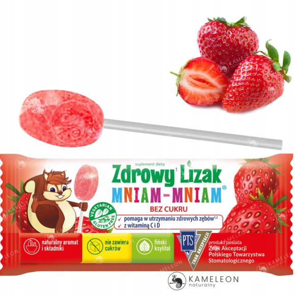 LIZAK TRUSKAWKA Truskawkowy ZAWIERA WITAMINY C i D 40 sztuk STARPHARMA LIZAK TRUSKAWKA Truskawkowy ZAWIERA WITAMINY C i D 40 sztuk STARPHARMA