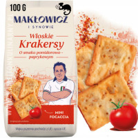 WŁOSKIE KRAKERSY O SMAKU POMIDORO PAPRYKOWY pomidor papryka 100g MAKŁOWICZ
