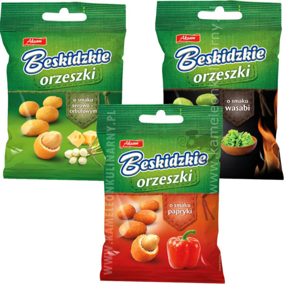 BESKIDZKIE ORZESZKI ZIEMNE Wasabi Paprykowe Ser Cebulka MIX 3 SMAKÓW 0,21KG BESKIDZKIE ORZESZKI ZIEMNE Wasabi Paprykowe Ser Cebulka MIX 3 SMAKÓW 0,21KG