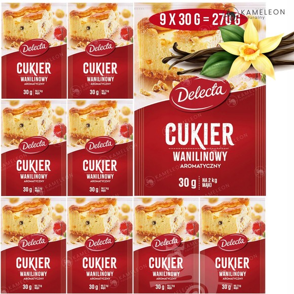 DELECTA CUKIER WANILINOWY AROMATYCZNY 30G duże na 2KG mąki