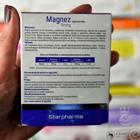 Starpharma MEGNEZ FORTE CYTRYNIAN MAGNEZU bez B6 30 kapsułek