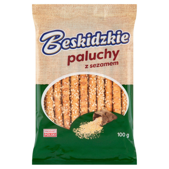 BESKIDZKIE PALUCHY Z SEZAMEM sezam sezamowe 100g 0,1KG AKSAM Wspieramy PL BESKIDZKIE PALUCHY Z SEZAMEM sezam sezamowe 100g 0,1KG AKSAM Wspieramy PL