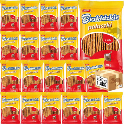 BESKIDZKIE PALUSZKI SOLONE Z SOLĄ SÓL 70g x20 1,4KG AKSAM WSPIERAMY POLSKIE