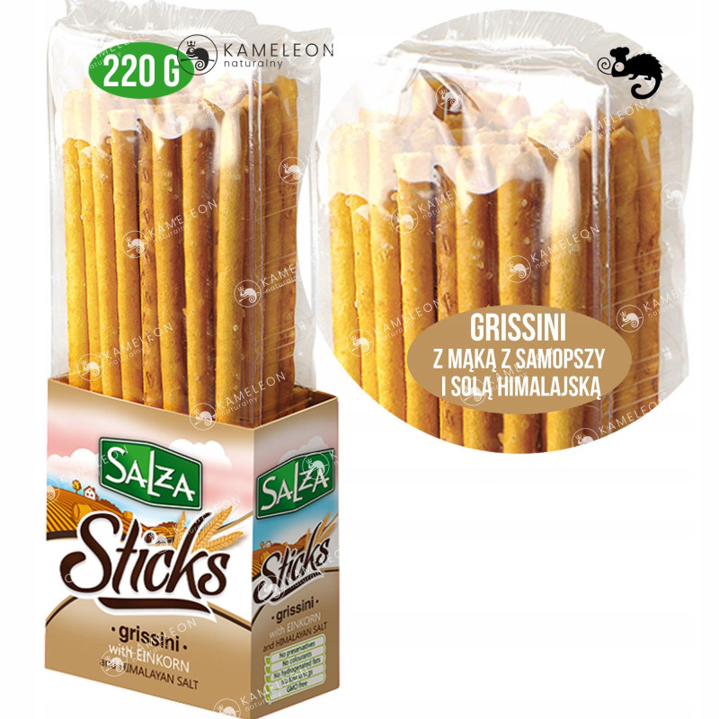 SALZA GRISSINI Z MĄKĄ Z SAMOPSZY I SOLĄ HIMALAJSKĄ słona przekąska 220G