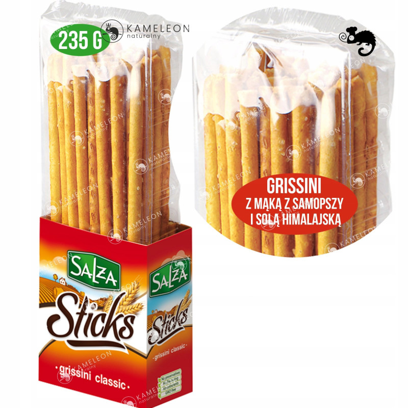 SALZA STICKS GRISSINI klasyczne z solą PALUCHY CHLEBOWE PALUSZKI 235G