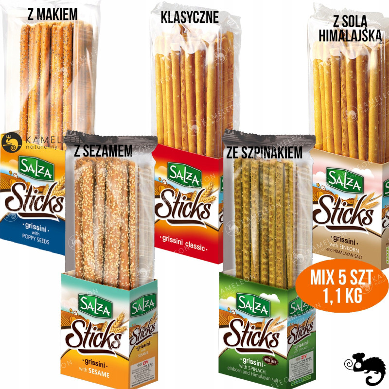 SALZA STICKS GRISSINI PALUCHY PALUSZKI CHLEBOWE mix smaków 5 paczek 1,1KG