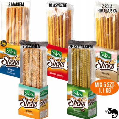 SALZA STICKS GRISSINI PALUCHY PALUSZKI CHLEBOWE mix smaków 5 paczek 1,1KG
