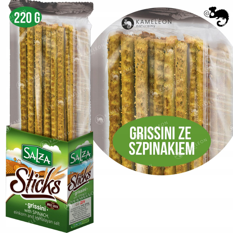 SALZA STICKS GRISSINI PALUCHY PALUSZKI CHLEBOWE ze szpinakiem SZPINAK 220g