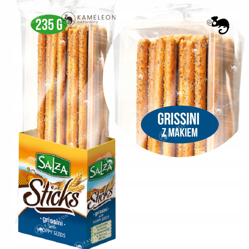 SALZA STICKS GRISSINI Z MAKIEM makowe mak PALUCHY CHLEBOWE PALUSZKI 235g
