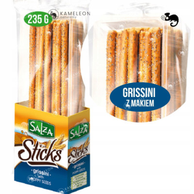 SALZA STICKS GRISSINI Z MAKIEM makowe mak PALUCHY CHLEBOWE PALUSZKI 235g