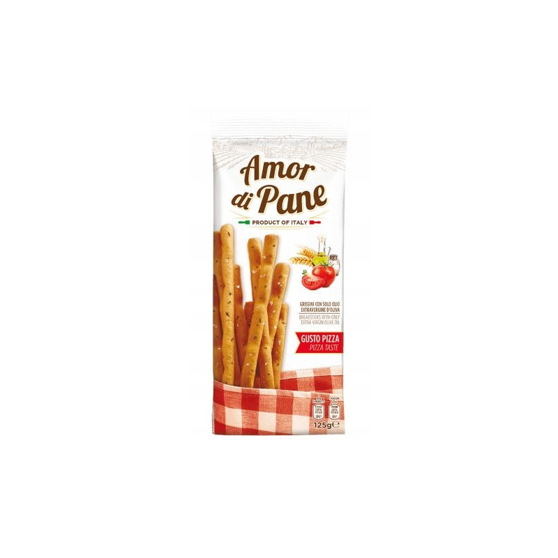 WŁOSKIE PALUSZKI GRISSINI smak PIZZA z oliwą z oliwek AMOR DI PANE 125G