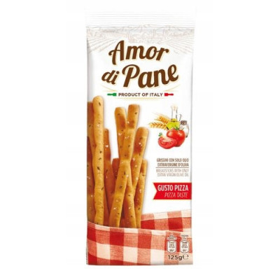 WŁOSKIE PALUSZKI GRISSINI smak PIZZA z oliwą z oliwek AMOR DI PANE 125G