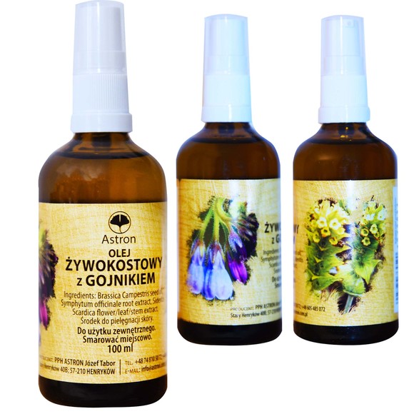 ASTRON OLEJ ŻYWOKOSTOWY Z GOJNIKIEM 100ml żywokost na BÓLE
