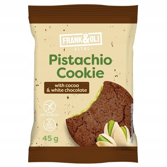 Frank&Oli CIASTKO PISTACJA BIAŁA CZEKOLADA KAKAO bez cukru