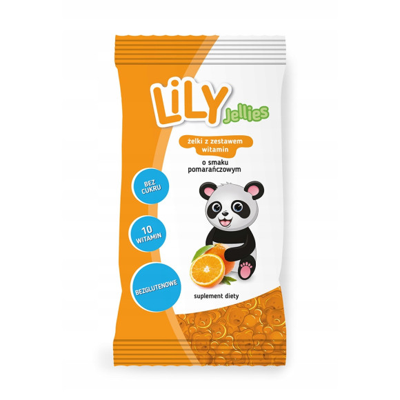 LILY JELLIES ŻELKI BEZ CUKRU WITAMINAMI smak POMARAŃCZOWE POMARAŃCZA 30g x3 LILY JELLIES ŻELKI BEZ CUKRU WITAMINAMI smak POMARAŃCZOWE POMARAŃCZA 30g x3
