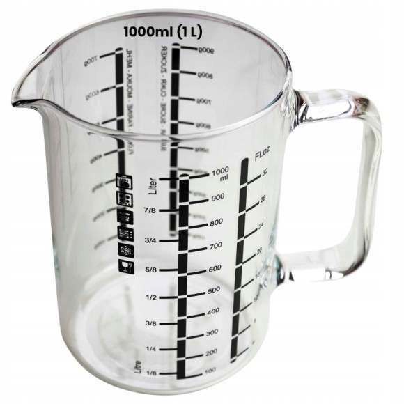 DZBANEK SZKLANY do gotowania mierzenia MIARKA 1L 1000ML