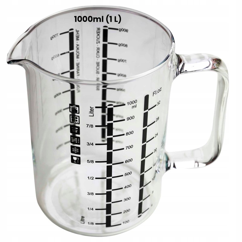 DZBANEK SZKLANY do gotowania mierzenia MIARKA 1L 1000ML