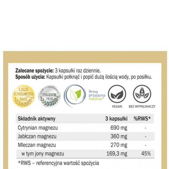 Yango MAGNEZ ORGANICZNY 3 FORMY MLECZAN CYTRYNIAN JABŁCZAN