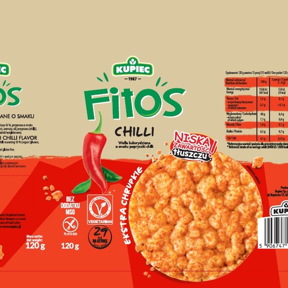 Kupiec FITOS WAFLE smakowe KUKURYDZIANE CHILLI bezglutenowe