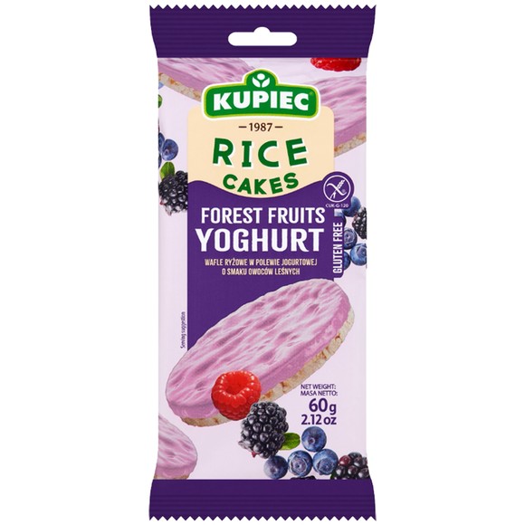 Kupiec WAFLE RYŻOWE W POLEWIE JOGURTOWEJ OWOCE LEŚNE