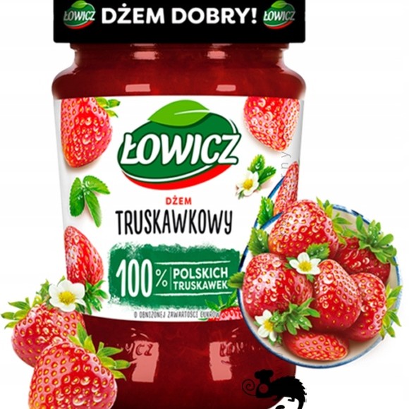 Łowicz DŻEM TRUSKAWKA TRUSKAWKOWY z truskawek NISKOSŁODZONY