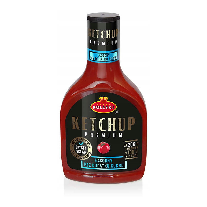 KETCHUP ŁAGODNY PREMIUM !! bez dodatku cukru !! CZYSTY SKŁAD 425g ROLESKI