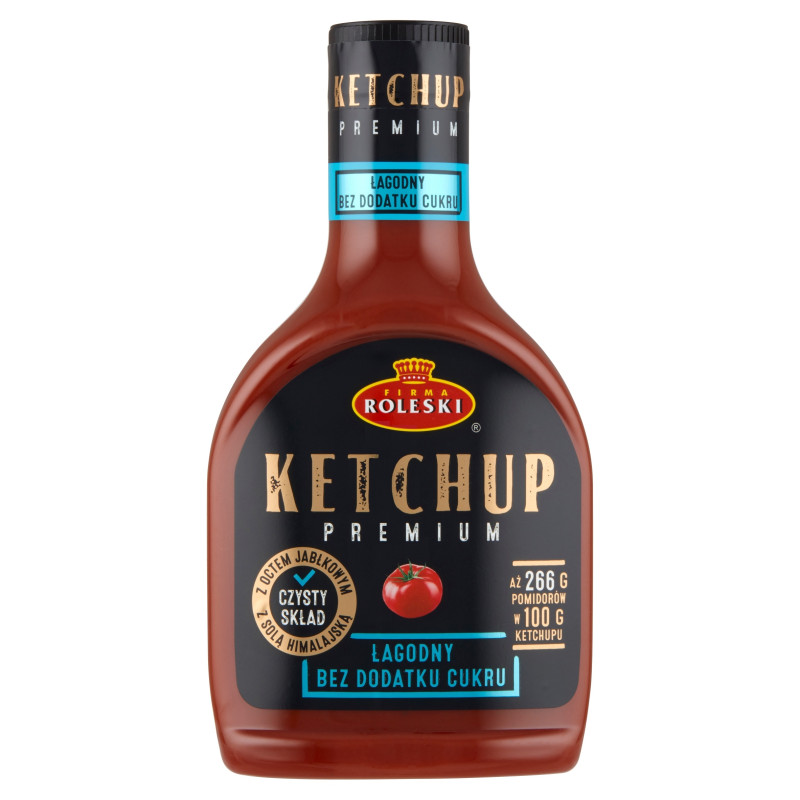 KETCHUP ŁAGODNY PREMIUM !! bez dodatku cukru !! CZYSTY SKŁAD 425g ROLESKI