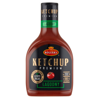 KETCHUP ŁAGODNY PREMIUM czysty skład tylko 5 SKŁADNIKÓW 465G 0,46KG ROLESKI