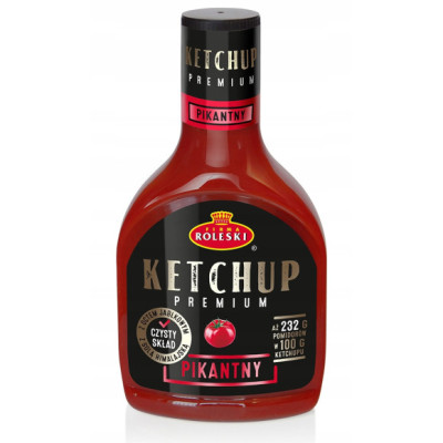 KETCHUP PIKANTNY ostry PREMIUM czysty skład tylko 5 SKŁADNIKÓW 465G ROLESKI