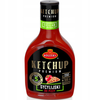 KETCHUP PREMIUM ŁAGODNY SYCYLIJSKI DO PIZZY tylko 5 składników 465g ROLESKI