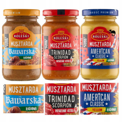 3x MUSZTARDA AMERICAN Classic + BAWARSKA + TRINIDAD SCORPION 0,63KG ROLESKI