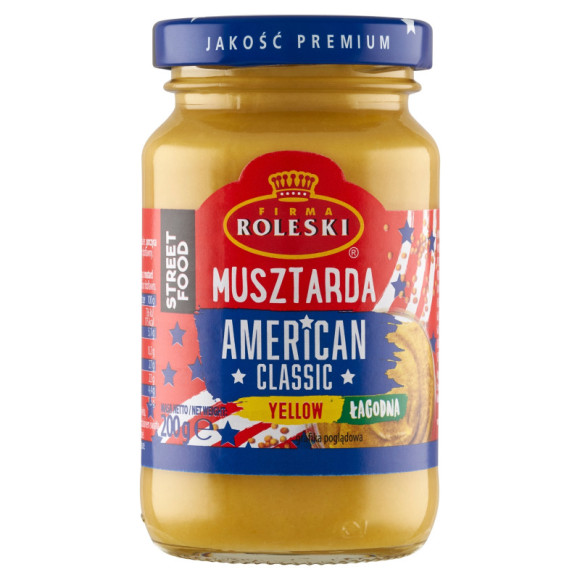MUSZTARDA AMERICAN CLASSIC FOOD STREET Yellow ŁAGODNA 200G hit ROLESKI MUSZTARDA AMERICAN CLASSIC FOOD STREET Yellow ŁAGODNA 200G hit ROLESKI