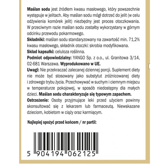 Yango MAŚLAN SODU OTOCZKOWANY wsparcie: ZDROWE JELITA