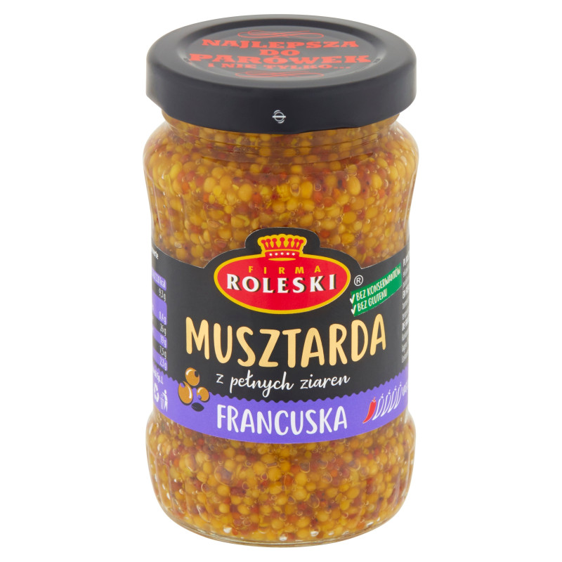 MUSZTARDA FRANCUSKA Z PEŁNYCH ZIAREN bez konserwantów w słoiku 175g ROLESKi