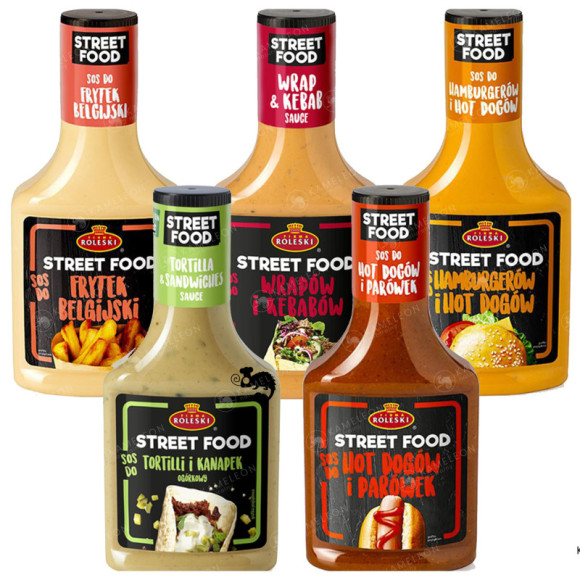 5x SOS STREET FOOD DO HAMBURGERÓW HOT DOGÓW KEBABÓW FRYTEK zestaw ROLESKI 5x SOS STREET FOOD DO HAMBURGERÓW HOT DOGÓW KEBABÓW FRYTEK zestaw ROLESKI