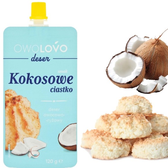 OWOLOVO Deser owocowo-ryżowy o smaku CIASTKO KOKOSOWE 120g