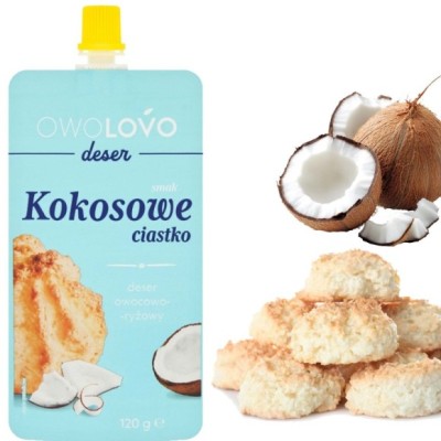 OWOLOVO Deser owocowo-ryżowy o smaku CIASTKO KOKOSOWE 120g