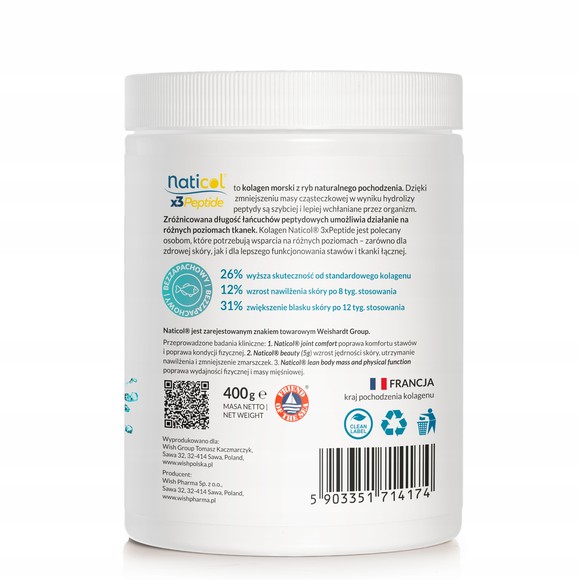 Wish KOLAGEN NATICOL 3 PEPTYDY 10000mg wsparcie SKÓRA WŁOSY
