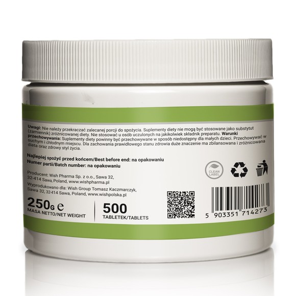 Wish CHLORELLA 500 tabletek 250G pomoc OCZYSZCZENIE